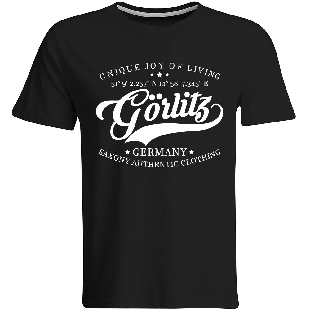 Görlitz T-Shirt mit GPS Koordinaten (Herren, Rundhals- oder V-Ausschnitt)