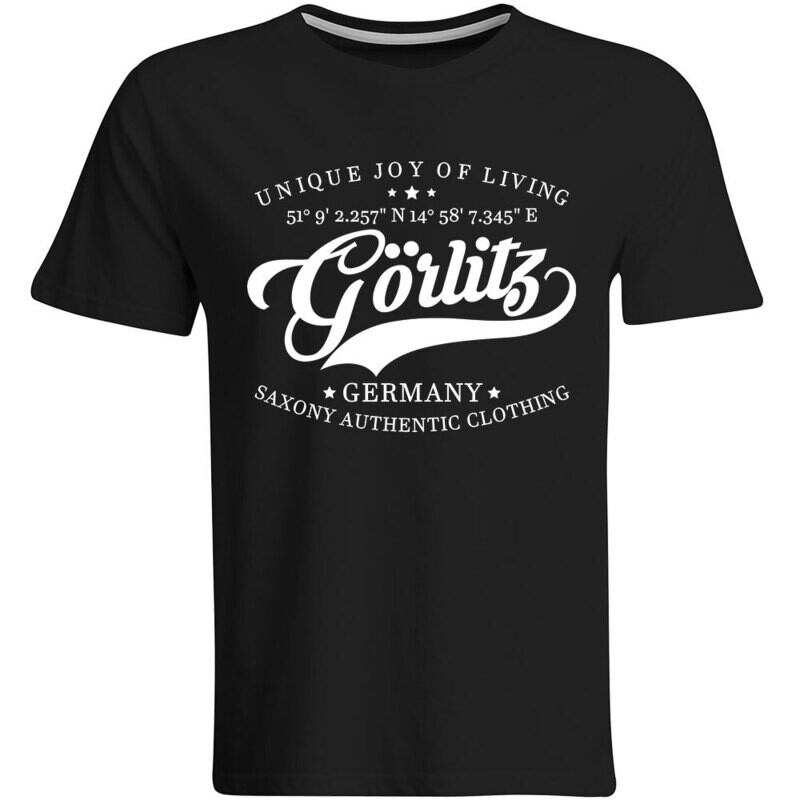 Görlitz T-Shirt mit GPS Koordinaten (Herren, Rundhals- oder V-Ausschnitt)