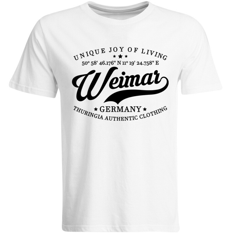 Weimar T-Shirt mit GPS Koordinaten (Herren, Rundhals- oder V-Ausschnitt)