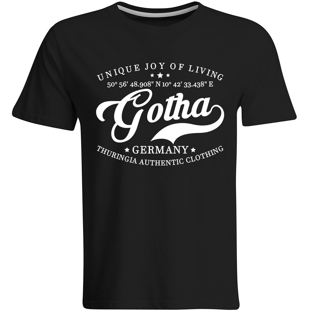 Gotha T-Shirt mit GPS Koordinaten (Herren, Rundhals- oder V-Ausschnitt)