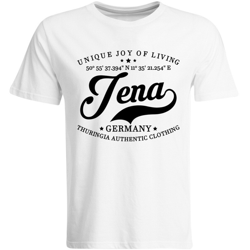 Jena T-Shirt mit GPS Koordinaten (Herren, Rundhals- oder V-Ausschnitt)