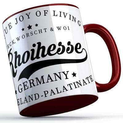 "Weck, Worscht & Woi - Rhoihesse!" Keramiktasse
