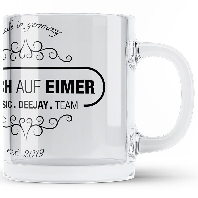 "Arsch auf Eimer" Tasse aus klarem Glas (Design 1)