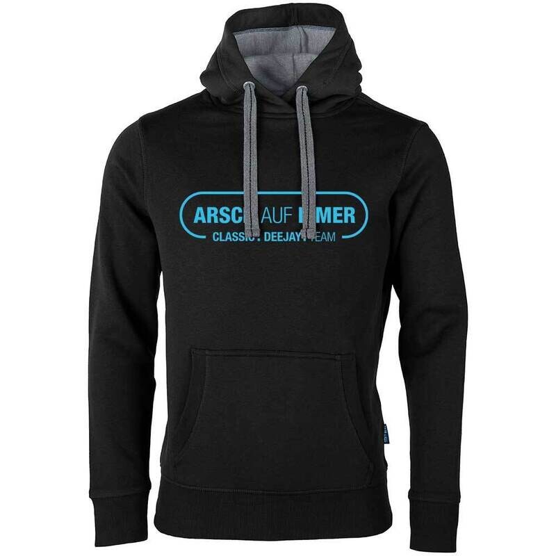 "Arsch auf Eimer" Luxury Hoodie Farbe Schwarz (Unisex / Design 2)