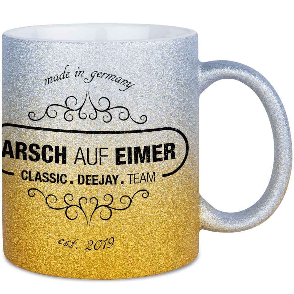 "Arsch auf Eimer" Luxury Glitzertasse mit Farbverlauf (erhältlich in fünf funkelnden Varianten)