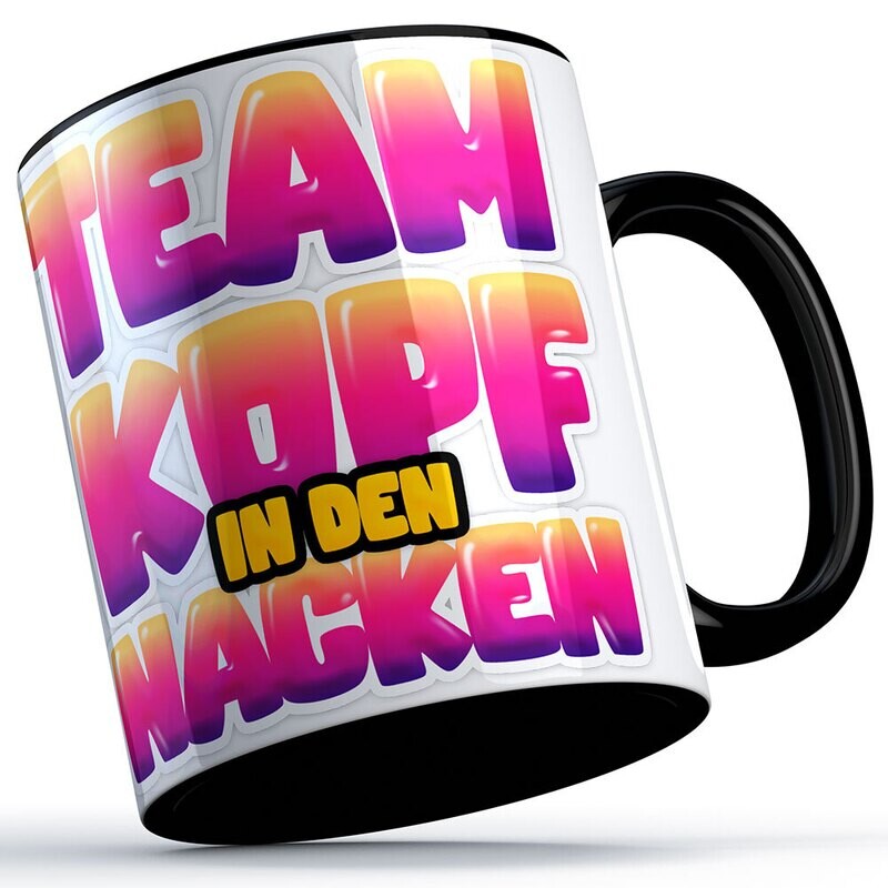 DeeNick Emote Two-Tone Tasse "Team Kopf in den Nacken" (erhältlich in fünf Farben)