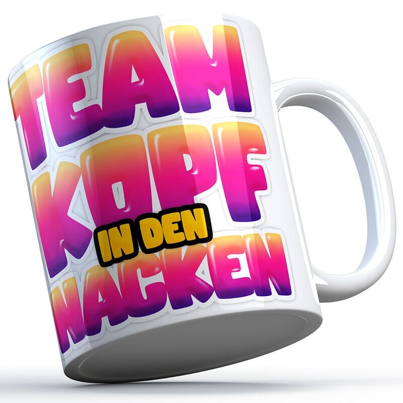 DeeNick Emote Two-Tone Tasse "Team Kopf in den Nacken" (erhältlich in fünf Farben)