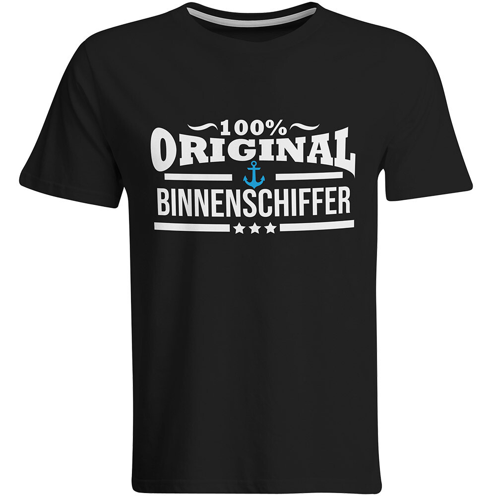 "100% original Binnenschiffer" T-Shirt (Motiv vorne / Round-Neck)