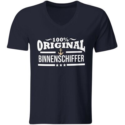 "100% original Binnenschiffer" T-Shirt (Motiv vorne / V-Neck)