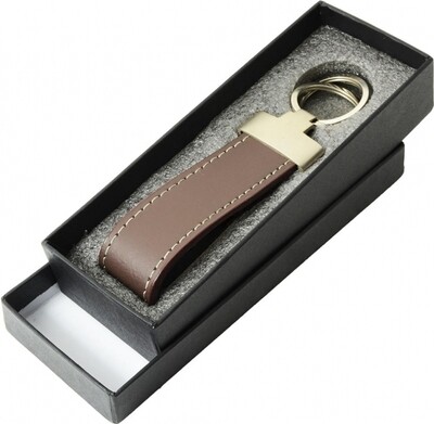 Rindleder-Schlüsselanhänger in Geschenkbox (Farbe Braun)