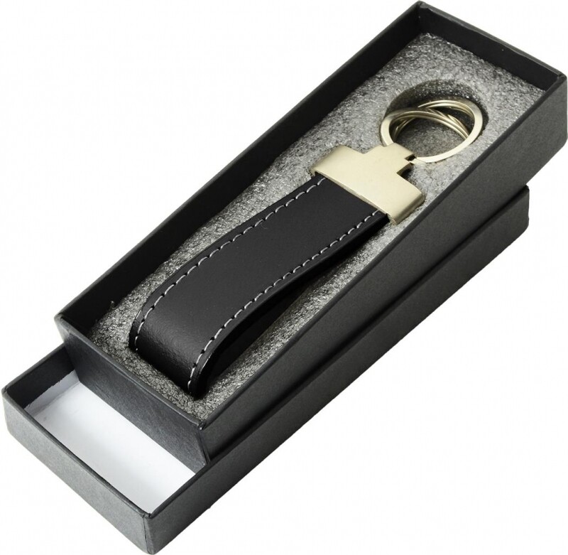Rindleder-Schlüsselanhänger in Geschenkbox (Farbe Schwarz)