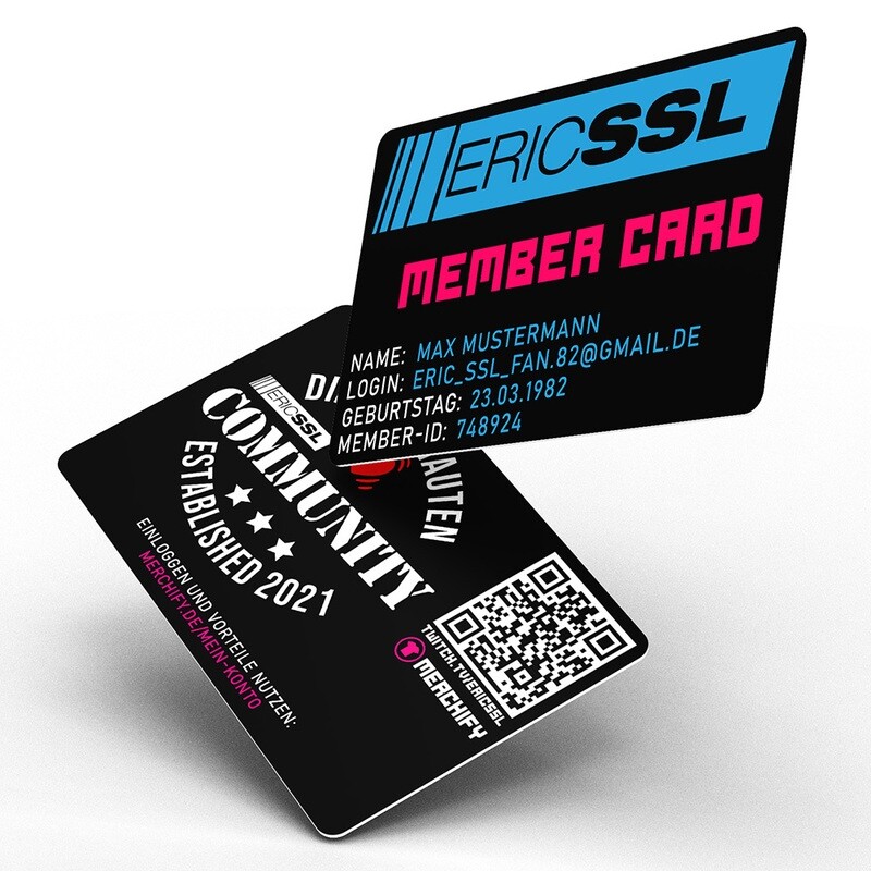 Official Eric SSL Member Card mit fluoreszierendem Eric SSL Logo inkl. 5 € Coupon-Code