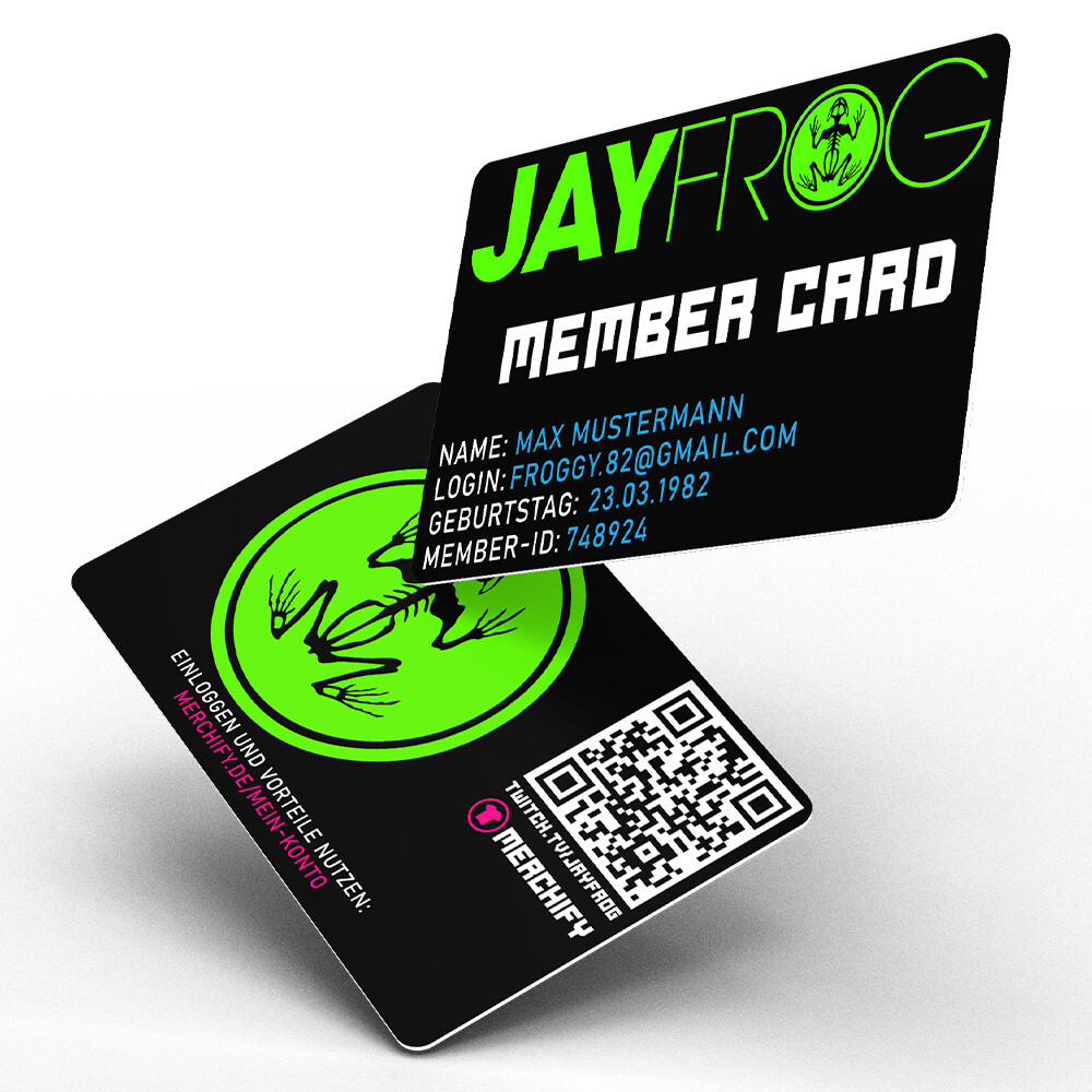Official Jay Frog Member Card mit fluoreszierendem Logo inkl. 5 € Coupon-Code