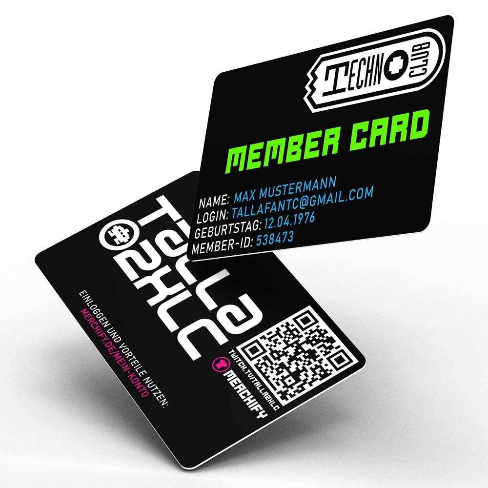 Official Technoclub Member Card mit fluoreszierendem Logo inkl. 5 € Coupon-Code