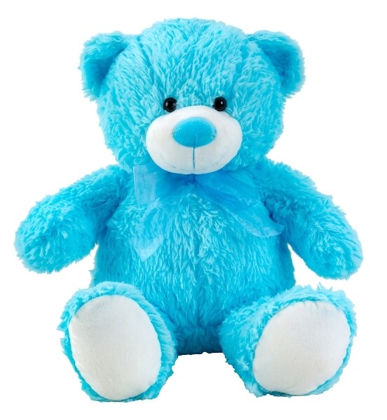 Bär sitzend mit Schleife (Höhe 50 cm, Farbe Blau)