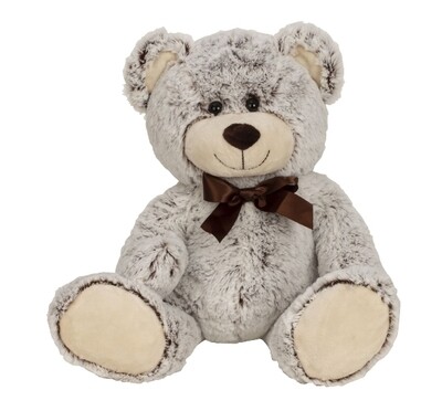 Bär sitzend mit Schleife (Höhe 28 cm, Farbe Grau)