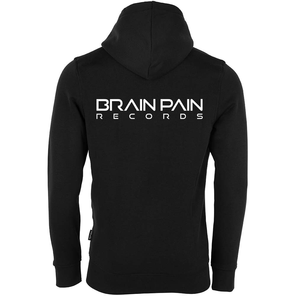 "BRAIN PAIN RECORDS" Luxury Zip-Hoodie / Text Design (Unisex)