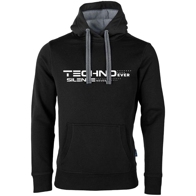 "Techno ever silence never" Luxury Hoodie by DEVN6 (Unisex)