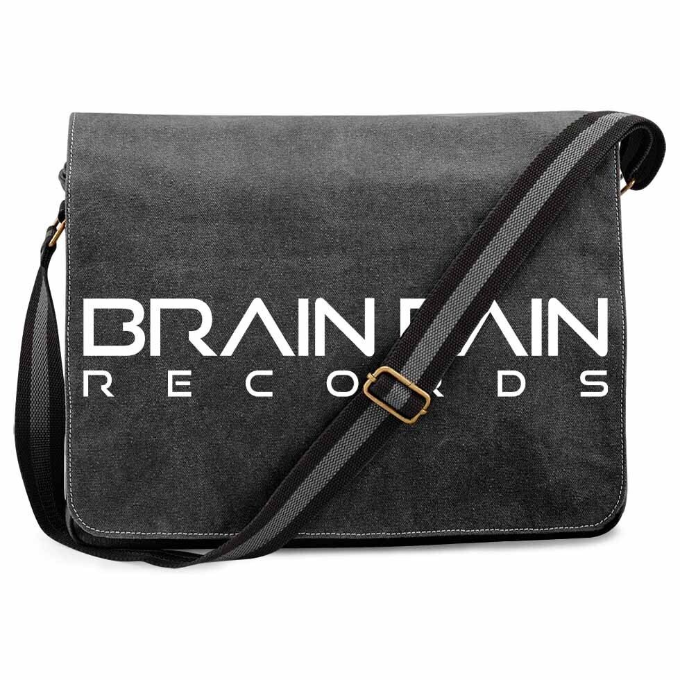 "BRAIN PAIN RECORDS" Vintage Messenger Bag / Text Design