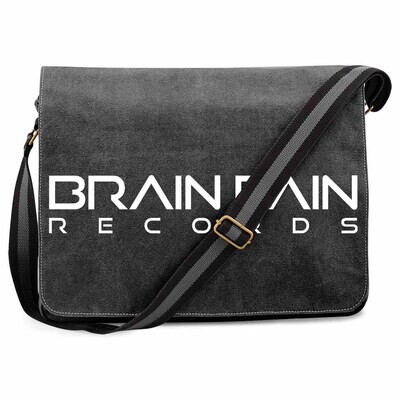 "BRAIN PAIN RECORDS" Vintage Messenger Bag / Text Design