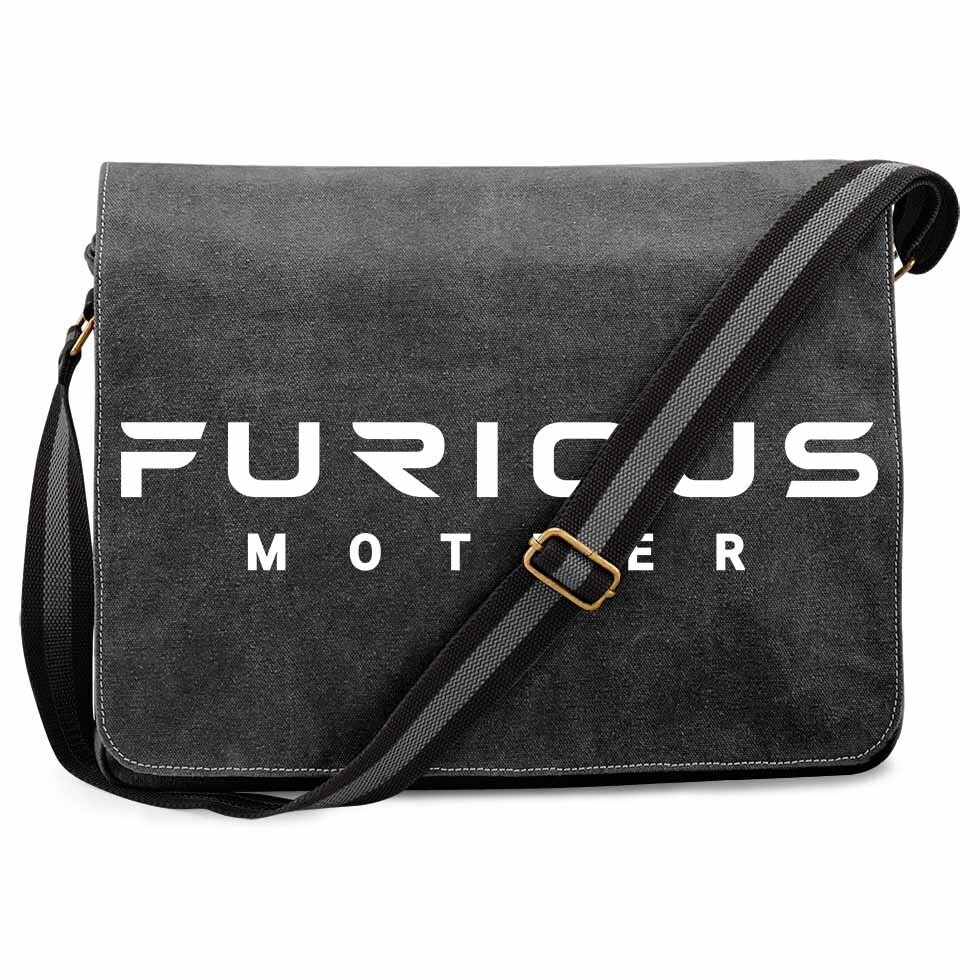 "FURIOUS MOTHER" Vintage Messenger Bag by DEVN6 / Text Design
