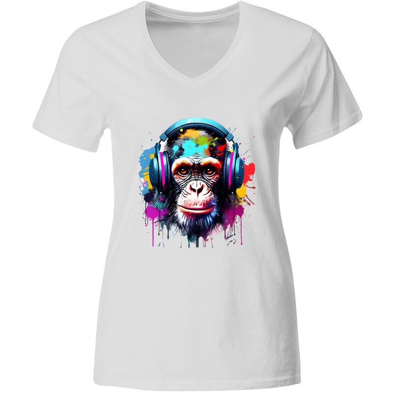 "Monkey & Headphones" T-Shirt (Women)
