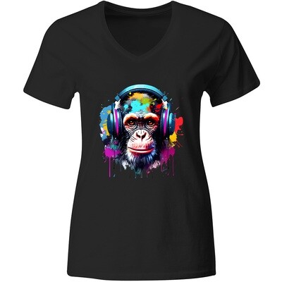 "Monkey & Headphones" T-Shirt (Women)