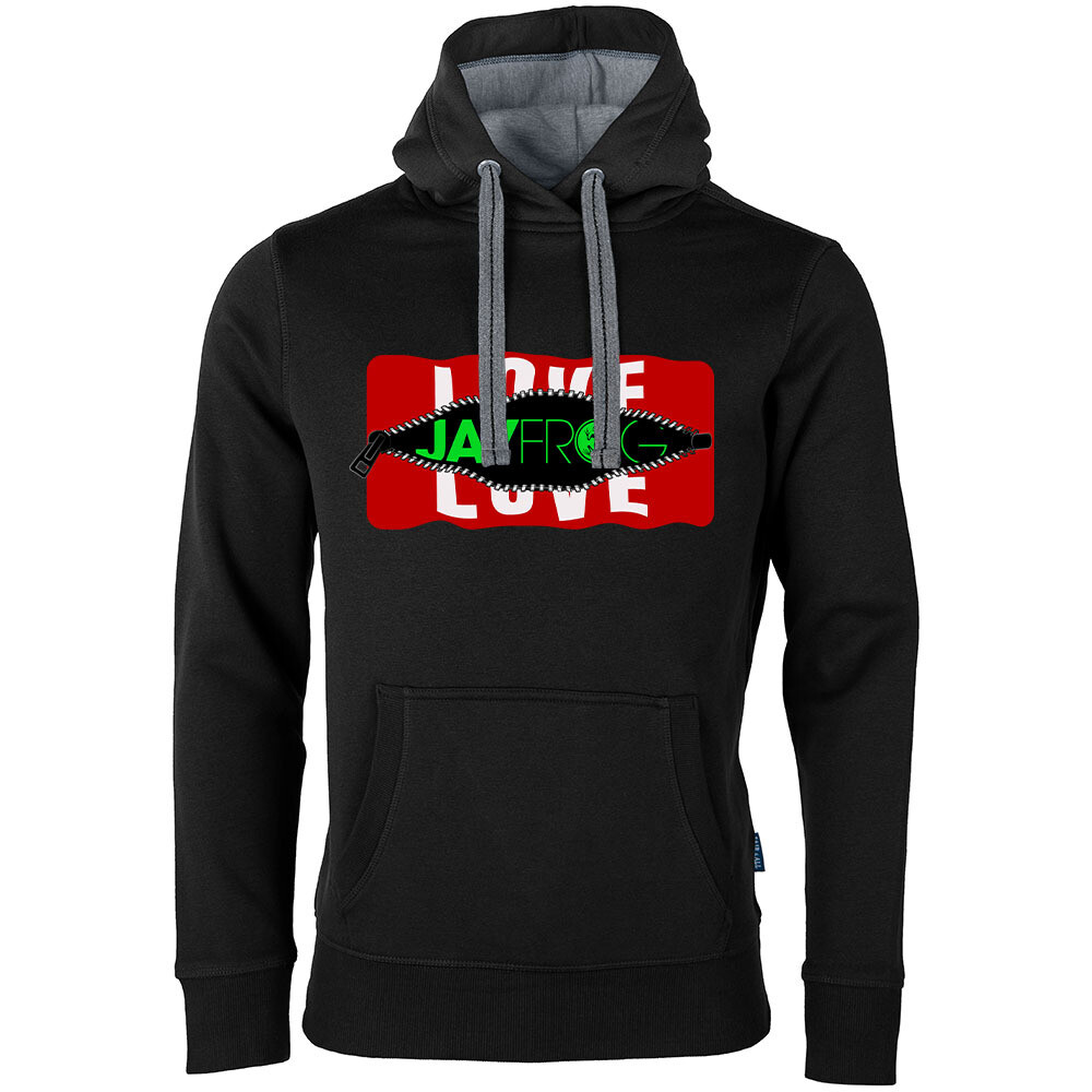 Behind the Zip: Love/Jay Frog Luxury Hoodie (Unisex)