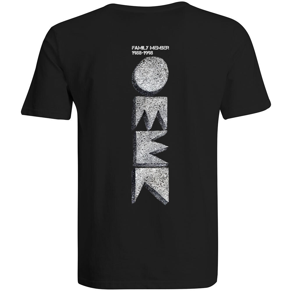 OMEN Frankfurt T-Shirt (Unisex / Rundhals) Design: Vorne kleines Original Logo, hinten Original Logo hochkant