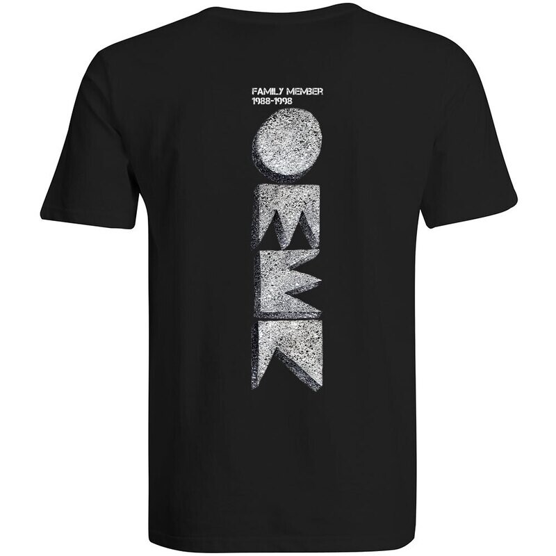 OMEN Frankfurt T-Shirt (Unisex / Rundhals) Design: Vorne kleines Original Logo, hinten Original Logo hochkant