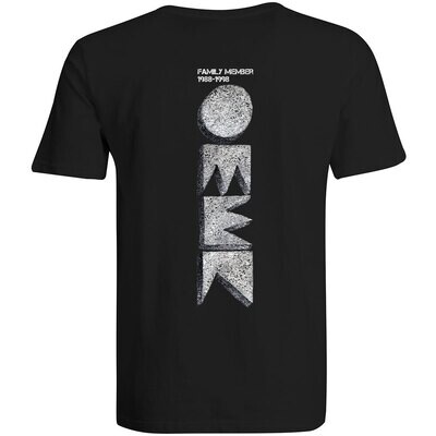 OMEN Frankfurt T-Shirt (Unisex / Rundhals) Design: Vorne kleines Original Logo, hinten Original Logo hochkant