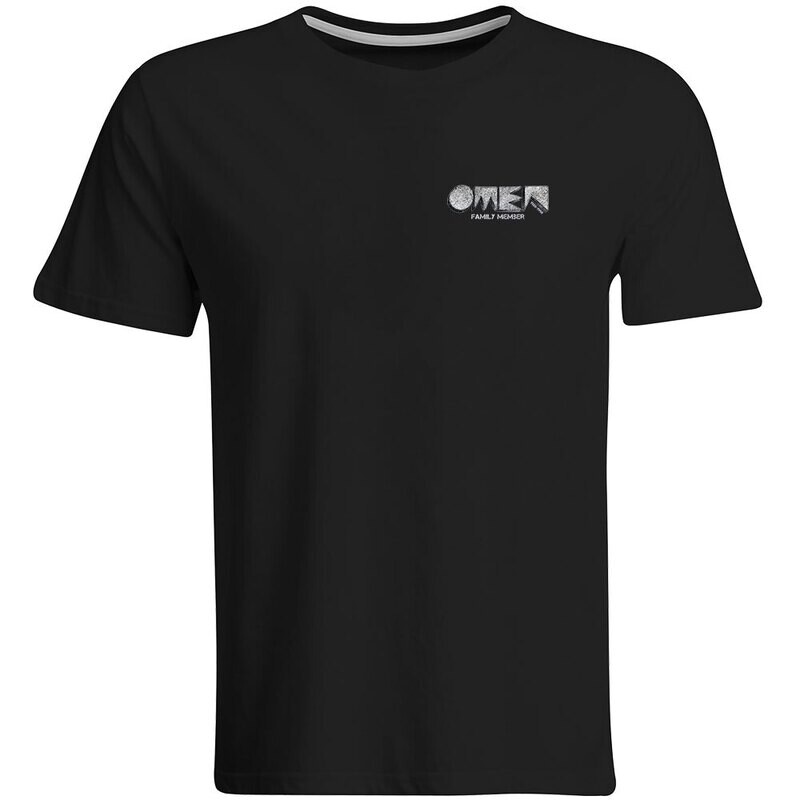 OMEN Frankfurt T-Shirt (Unisex / Rundhals) Design: Vorne kleines Original Logo, hinten Original Logo hochkant