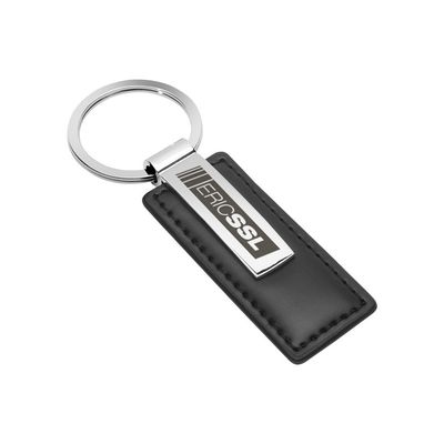 Lasergravierter Eric SSL Schlüsselanhänger aus Metall und Kunstleder in Geschenkverpackung