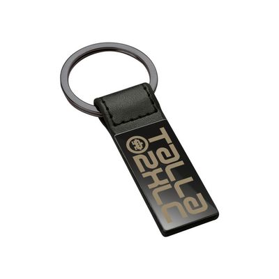 Lasergravierter Talla 2XLC Schlüsselanhänger aus Kunstleder mit Gunmetal-Platte