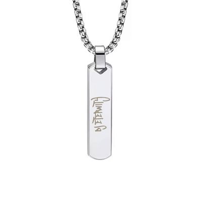 Halskette mit lasergraviertem DJ Eternity Pendent aus Edelstahl (Barrenform / Anhänger hochpoliert)
