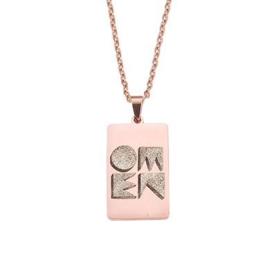 OMEN Halskette mit lasergraviertem Pendent aus Edelstahl (Rechteckform / Anhänger hochpoliert)