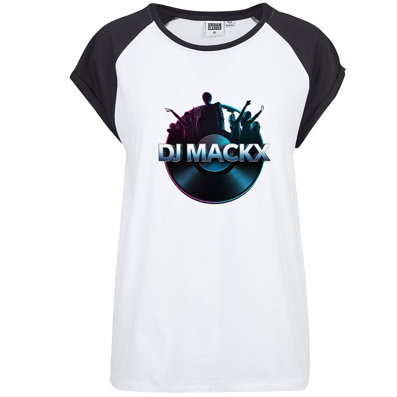 DJ Mackx Contrast T-Shirt by Urban Classics | Round-Logo (Women)