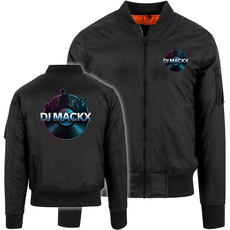 DJ Mackx Premium-Pilotenjacke | Round-Logo  (Black / Unisex)