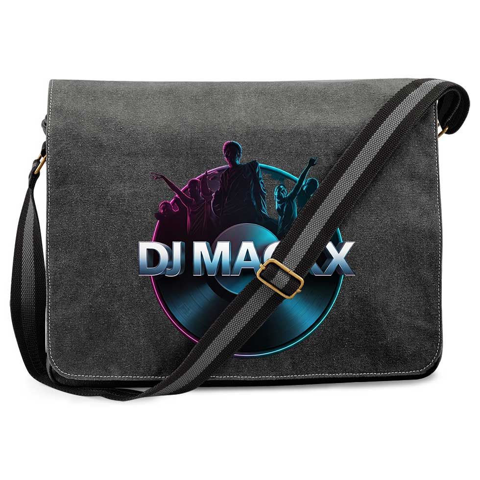 DJ Mackx Vintage Messenger Bag | Round-Logo