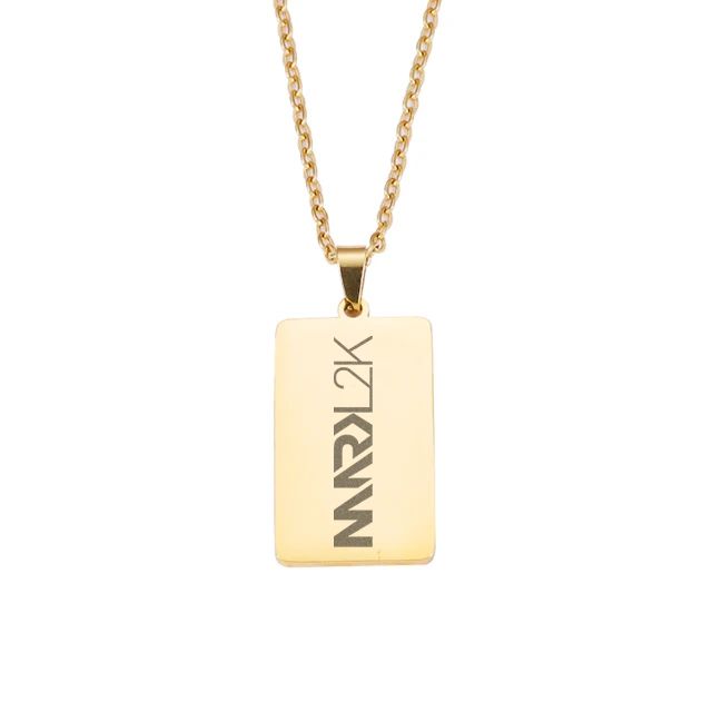 Mark L2K Halskette mit lasergraviertem Pendent aus Edelstahl (Rechteckform / Anhänger hochpoliert)