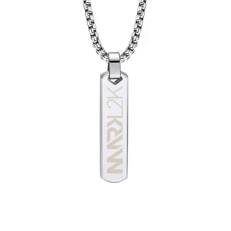 Halskette mit lasergraviertem Mark L2K Pendent aus Edelstahl (Barrenform / Anhänger hochpoliert)