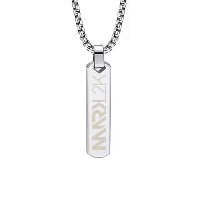 Halskette mit lasergraviertem Mark L2K Pendent aus Edelstahl (Barrenform / Anhänger hochpoliert)