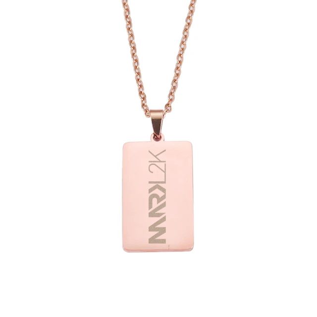 Mark L2K Halskette mit lasergraviertem Pendent aus Edelstahl (Rechteckform / Anhänger hochpoliert)