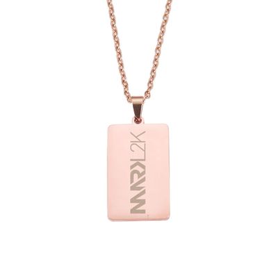 Mark L2K Halskette mit lasergraviertem Pendent aus Edelstahl (Rechteckform / Anhänger hochpoliert)