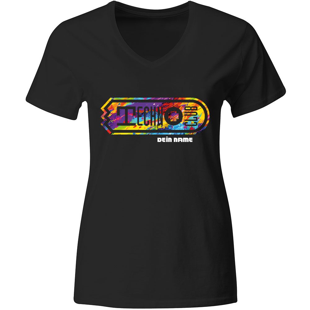Technoclub "Colorful Explosion" T-Shirt mit individuellem Namen (Women)