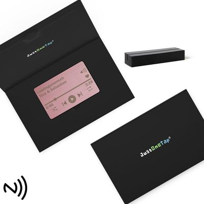 Personalisierte NFC Video- & Songlink-Karte aus Edelstahl (Farbe: Brushed Rosé)