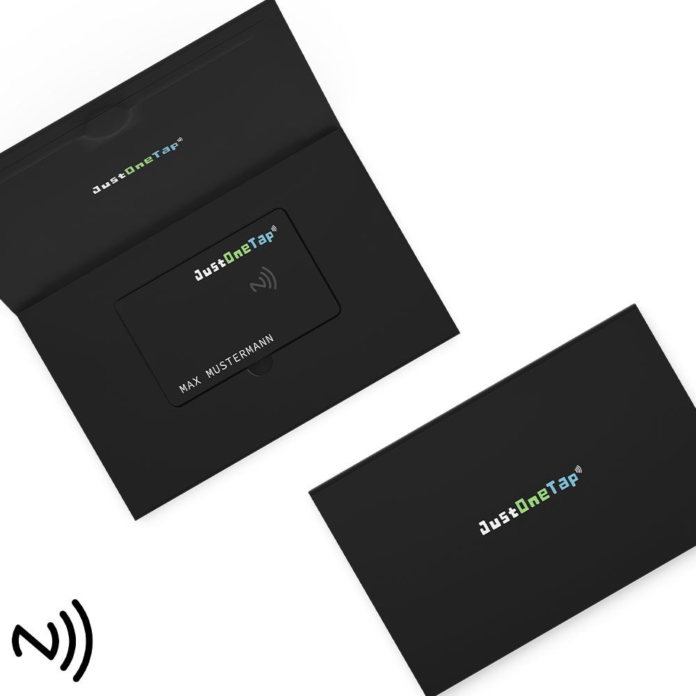 NFC-Visitenkarte aus PVC Visitenkarte erstellen Smartphone Kontaktdaten per NFC weitergeben Visitenkarte mit eigenem Logo / Firmenlogo Luxuriöses Geschenk für Männer und Frauen Farbe Schwarz Black Geschenkverpackung Geschenkbox Magnetbox