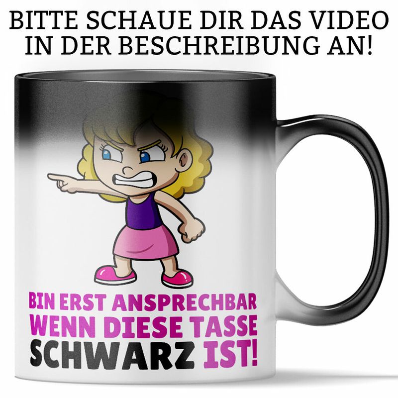 "Bin erst ansprechbar wenn diese Tasse Schwarz ist" Lustige Farbwechseltasse für Morgenmuffel