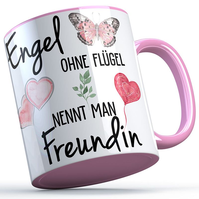 "Engel ohne Flügel nennt man Freundin" Tasse lustige Sprüchetasse (5 Varianten)