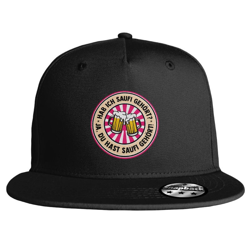 "Hab ich Saufi gehört? Ja, du hast Saufi gehört" Snapback (8 Varianten) Bierglas-Edition